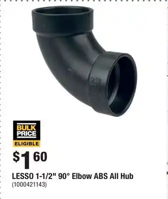 Home Depot LESSO 1-1/2 90° Elbow ABS All Hub offer