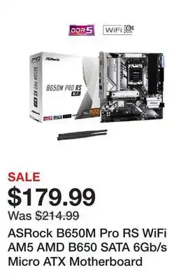 Newegg ASRock B650M Pro RS WiFi AM5 AMD B650 SATA 6Gb/s Micro ATX Motherboard offer