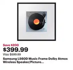 Best Buy Samsung LS60D Music Frame Dolby Atmos Wireless Speaker/Picture Frame - Black offer