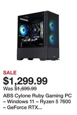 Newegg ABS Cylone Ruby Gaming PC – Windows 11 – Ryzen 5 7600 – GeForce RTX 4060 – DLSS 3 - AI-Powered Performance - 32GB DDR5 6000MH offer