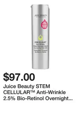 Sephora Juice Beauty STEM CELLULAR Anti-Wrinkle 2.5% Bio-Retinol Overnight Serum offer