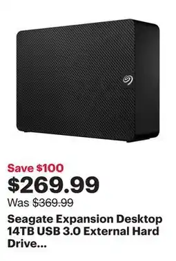 Best Buy Seagate Expansion Desktop 14TB USB 3.0 External Hard Drive (STKP14000400) offer