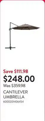 Walmart CANTILEVER UMBRELLA offer