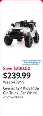 Walmart Gymax 12V Kids Ride On Truck Car White offer