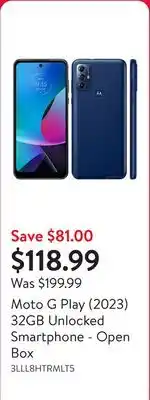 Walmart Moto G Play (2023) 32GB Unlocked Smartphone - Open Box offer