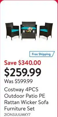 Walmart Costway 4PCS Outdoor Patio PE Rattan Wicker Sofa Furniture Set offer