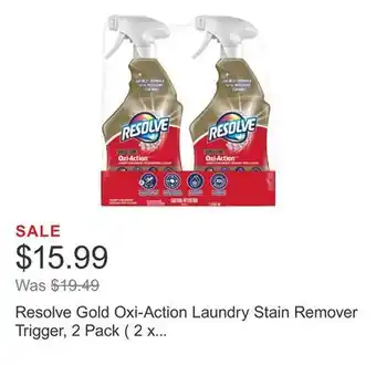 Costco Resolve Gold Oxi-Action Laundry Stain Remover Trigger, 2 Pack ( 2 x 550 mL) offer