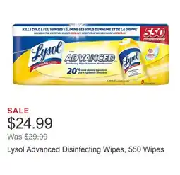 Costco Lysol Advanced Disinfecting Wipes, 550 Wipes offer