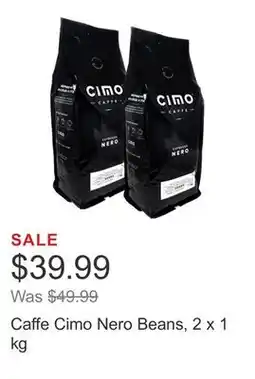 Costco Caffe Cimo Nero Beans, 2 x 1 kg offer
