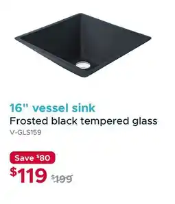 Bath Depot 16 vessel sink Frosted black tempered glass offer