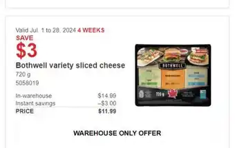 Costco Bothwell variety sliced cheese offer