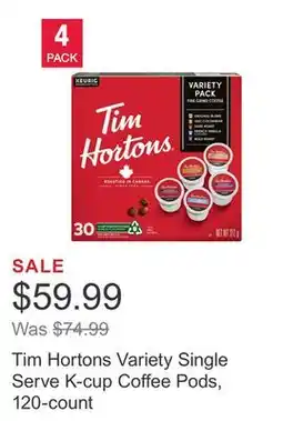 Costco Tim Hortons Variety Single Serve K-cup Coffee Pods, 120-count offer