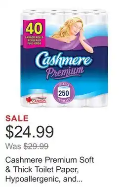 Costco Cashmere Premium Soft & Thick Toilet Paper, Hypoallergenic, and Septic Safe, 40-pack offer