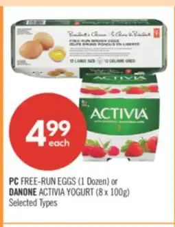 Shoppers Drug Mart PC FREE-RUN EGGS (1 Dozen) or DANONE ACTIVIA YOGURT (8 x 100g) offer