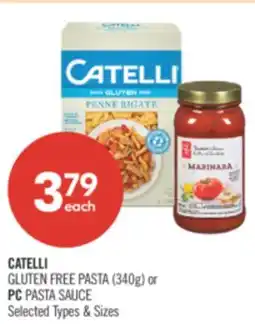 Shoppers Drug Mart CATELLI GLUTEN FREE PASTA (340g) or PC PASTA SAUCE offer