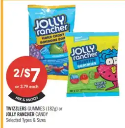 Shoppers Drug Mart TWIZZLERS GUMMIES (182g) or JOLLY RANCHER CANDY offer