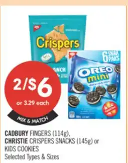 Shoppers Drug Mart CADBURY FINGERS (114g), CHRISTIE CRISPERS SNACKS (145g) or KIDS COOKIES offer