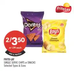 Shoppers Drug Mart FRITO-LAY SINGLE SERVE CHIPS or SNACKS offer