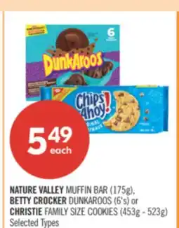 Shoppers Drug Mart NATURE VALLEY MUFFIN BAR (175g), BETTY CROCKER DUNKAROOS (6's) or CHRISTIE FAMILY SIZE COOKIES (453g - 523g) offer