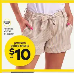 Giant Tiger women's belted shorts offer