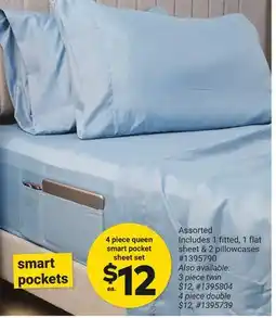 Giant Tiger 4 Piece queen smart pocket sheet set offer