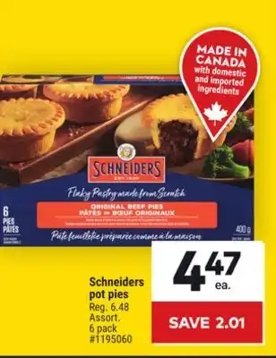 Giant Tiger Schneiders pot pies offer
