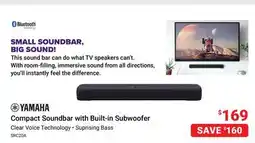Visions Electronics Yamaha Compact Soundbar with Built-in Subwoofer offer