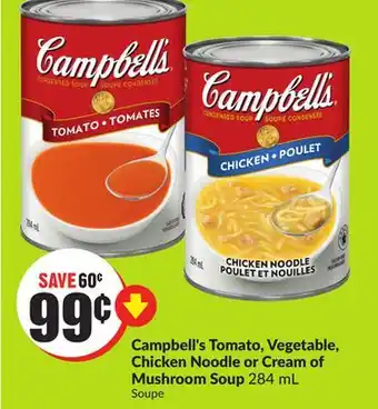 FreshCo Campbell's Tomato, Vegetable, Chicken Noodle or Cream of Mushroom Soup 284 mL offer