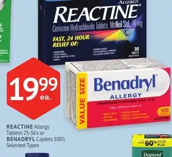 IDA Pharmacy REACTINE or BENADRYL offer
