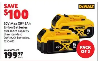 Home Hardware 20V Max XR 5Ah Li-Ion Batteries offer