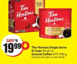Chalo FreshCo Tim Hortons Single Serve K-Cups 30 pk or Ground Coffee 875-930 g offer