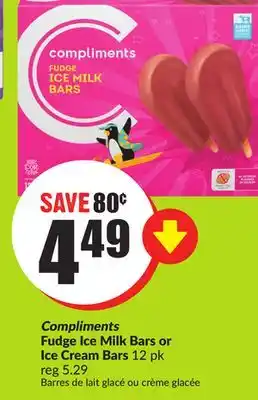 Chalo FreshCo Compliments Fudge Ice Milk Bars or Ice Cream Bars 12 pk offer
