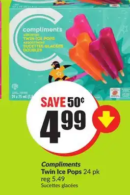 Chalo FreshCo Compliments Twin Ice Pops 24 pk offer
