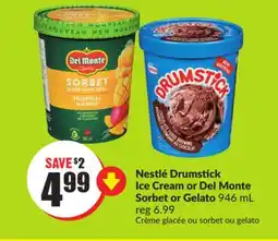 Chalo FreshCo Nestlé Drumstick Ice Cream or Del Monte Sorbet or Gelato 946 mL offer