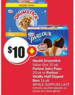 Chalo FreshCo Nestlé Drumstick Value Size 10 pk, Parlour Juicy Pops 20 pk or Parlour Vanilla Half Dipped Bars 16 pk offer