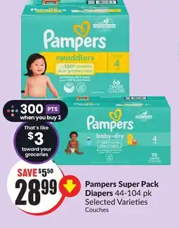 Chalo FreshCo Pampers Super Pack Diapers 44-104 pk Selected Varieties offer