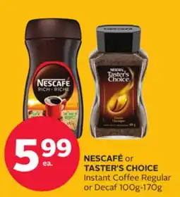 Rexall NESCAFÉ or TASTER'S CHOICE Instant Coffee Regular or Decaf offer
