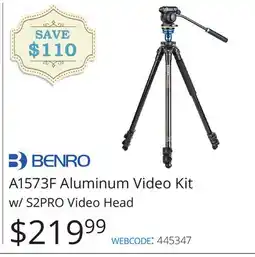 Vistek BENRO Aluminum Video Kit w/S2PRO Video Head offer