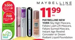 Rexall MAYBELLINE NEW YORK Sky High Mascara, Falsies Lash Lift Mascara, Falsies Surreal Mascara, Instant Age Rewind Concealer or Dre offer