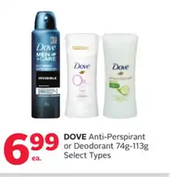 Rexall DOVE Anti-Perspirant or Deodorant offer