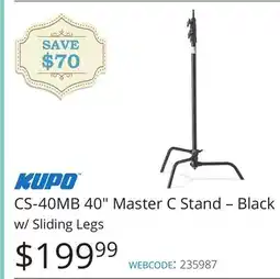 Vistek Kupo CS-40MB 40 Master C Stand - Black w/Sliding Legs offer
