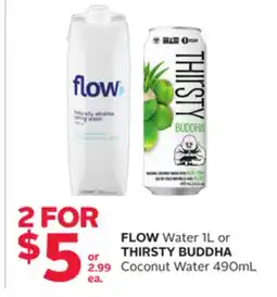 Rexall FLOW Water 1L or THIRSTY BUDDHA Coconut Water 490mL offer