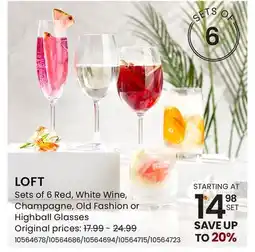 Stokes LOFT Sets of 6 Red, White Wine offer