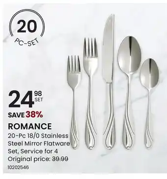 Stokes ROMANCE 20-Pc 18/0 Stainless Steel Mirror Flatware Set offer