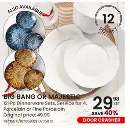 Stokes BIG BANG OR MAJESTIC 12-Pc Dinnerware Sets offer