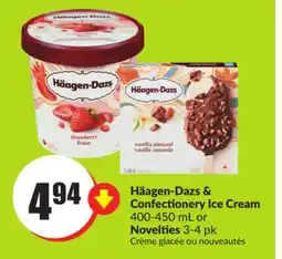 FreshCo Haggen-Dazs & Confectionery Ice Cream 400-450 ml Or Novelties 3-4 pk offer