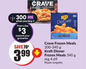 FreshCo Crave Frozen Meals 200-340 g Kraft Dinner Frozen Meals 340 g offer