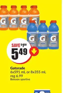 FreshCo Gatorade 6x591 mL or 8x355 mL offer