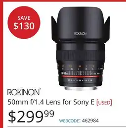 Vistek ROKINON 50mm f/1.4 Lens offer