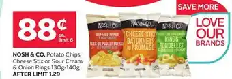 Rexall NOSH & CO. Potato Chips, Cheese Stix or Sour Cream & Onion Rings offer